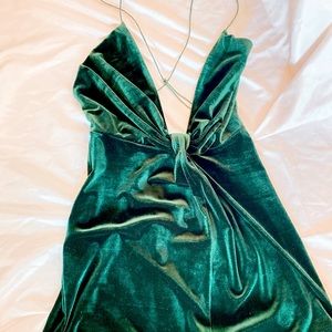 Velvet green slip dress